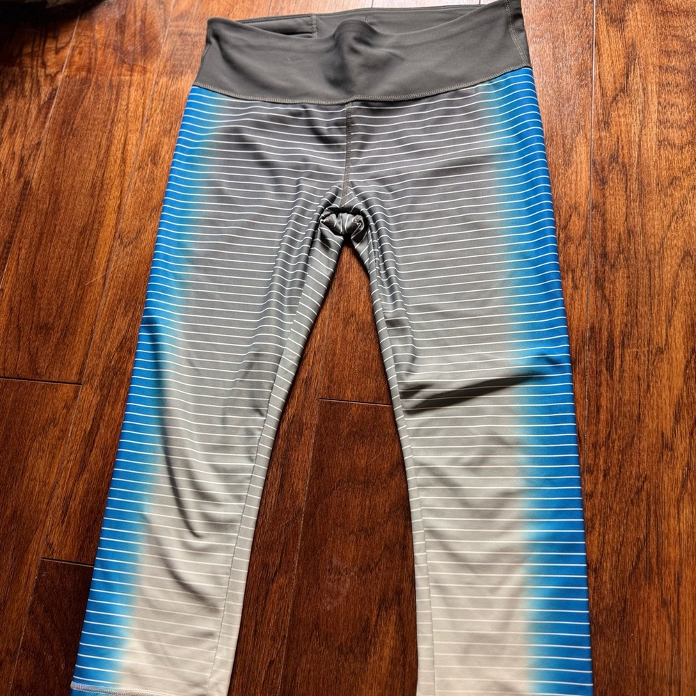 Striped Blue and Gray Leggings